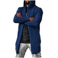 thumbnail image 1 of Wrtxtat Men's Hooded Cardigan Winter Fashion Heavyweight Thermal Outerwear Relaxed Fit Waffle Knit Long Jacket Big and Tall Blue XL, 1 of 4