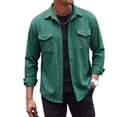 thumbnail image 1 of Wrtxtat Men's Jacquard Shirt Relaxed Fit Button Down Long Sleeve Lapel Shirts Casual Solid Color Fall Spring Active Streetwear Shirt Green#03 L, 1 of 5