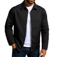 thumbnail image 1 of Wrtxtat Men's Lightweight Jackets Full Zip Turn Down Collar Top with Pockets Solid Color Long Sleeve Shacket Autumn Casual Sports Running Shacket Black S, 1 of 9