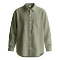 thumbnail image 1 of Wrtxtat Men's Linen Button Shirts Relaxed Fit Lightweight Turn down Collar Blouse Fall Fashion Casual Solid Color Long Sleeves Shirt Green M, 1 of 7