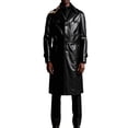 thumbnail image 1 of Wrtxtat Men's Long Trench Coat Solid Color Single Breasted Button Belted Jacket Warm Heavyweight Windprof Outerwear Big and Tall Black XXXXL, 1 of 9