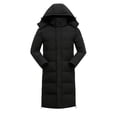 thumbnail image 1 of Wrtxtat Men's Long Winter Coat Warm Heavyweight Top Full Zip Puffer Jacket with Zipper Pockets Solid Color Drawstrings Hooded Outerwear Big and Tall Black XS, 1 of 7