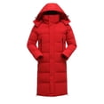 thumbnail image 1 of Wrtxtat Men's Long Winter Coat Warm Heavyweight Top Full Zip Puffer Jacket with Zipper Pockets Solid Color Drawstrings Hooded Outerwear Big and Tall Red XL, 1 of 3