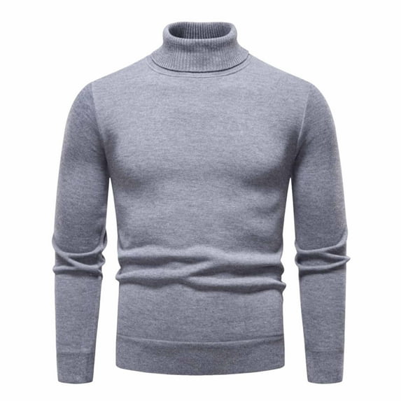 Wrtxtat Men's Mock Turtleneck Sweaters Winter Thermal Slim Fit Pullover Casual Stretchable Basic Knitted Sweaters Big and Tall Silver L
