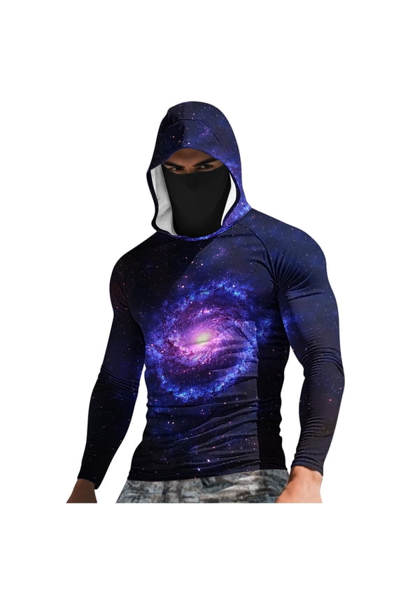 Men's Muscle Hoodies Lightweight Long Sleeve Summer Sun Protection Active Workout Hiking Climbing Pullover Comfy Soft Silky Tshirts Big and Tall Purple#04 S