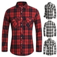 thumbnail image 1 of Wrtxtat Men's Plaid Shirts Lapel Button Down Long Sleeve Shirt with Flap Pockets Slimf It Midweight Soft Cotton Work Shirts Big and Tall Black#02 XXXXXL, 1 of 5