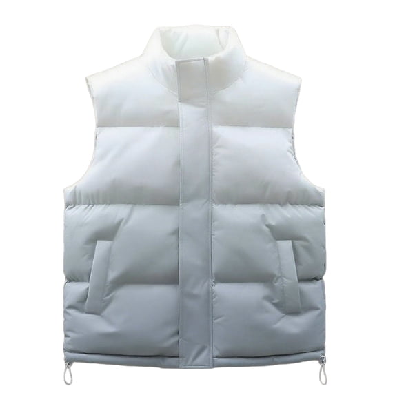 Wrtxtat Men's Puffer Vest Gradient Color Winter Thermal Fashion Outdoor Vest with Pockets Mock Neck Windproof Zip-Up Outerwear Tops Big and Tall Gray XL