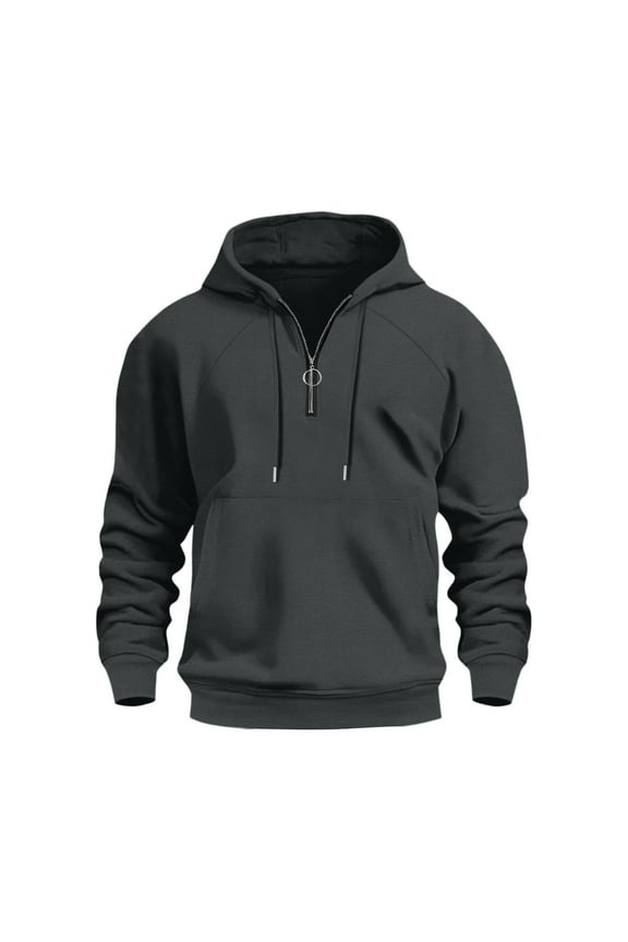 Men's Quarter Zip Sweatshirts Fall Lightweight Athletic Running Windproof Hoodies Relaxed Fit Long Sleeves V-Neck Pullover Dark Gray XL