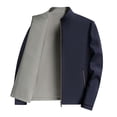 thumbnail image 1 of Wrtxtat Men's Reversible Bomber Jackets Autumn Casual Midweight Windproof Outerwear with Pockets Full Zip Mock Neck Solid Color Jacket Navy XXL, 1 of 9