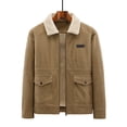 thumbnail image 1 of Wrtxtat Men's Sherpa Lined Corduroy Jacket Full Zip Turn Down Collar Top Winter Thermal Heavyweight Long Sleeves Outerwear with Pockets Gold L, 1 of 8