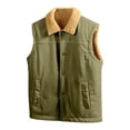 thumbnail image 1 of Wrtxtat Men's Sherpa Lined Vests Corduroy Casual Full Button Outerwear Vest with Pockets Heavyweight Warm Tops Fleece Collar Vest Big and Tall Green XXXL, 1 of 9