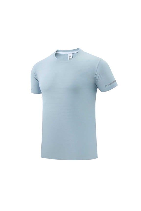 Men's Short Sleeve UPF 50+ T-Shirt Quick Dry Ultra Soft Stretch Ice Silk Workout Running Tees Crew Neck Performance Shirts Light Blue XXL