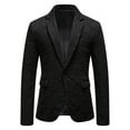 thumbnail image 1 of Wrtxtat Men's Single Breasted Blazer Notched Lapel One Button Slim Fit Sport Coat with Pockets Fashion Wedding Party Prom Tuxedo Black XXXL, 1 of 8