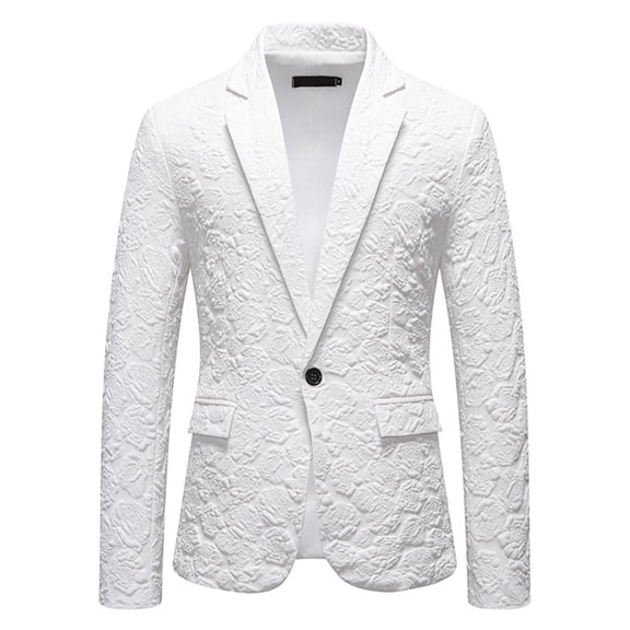 Wrtxtat Men's Single Breasted Blazer Notched Lapel One Button Slim Fit Sport Coat with Pockets Fashion Wedding Party Prom Tuxedo White XL