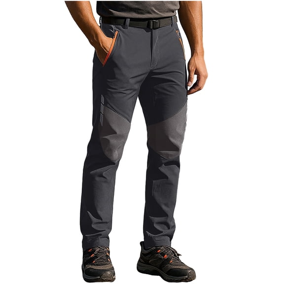 Wrtxtat Men's Snow Ski Hiking Pants Waterproof Skinny Fleece Lined Pants with Pockets Open Bottom Camping Climbing Fishing Trousers Black M