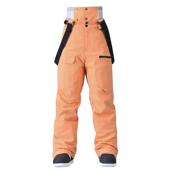 Wrtxtat Men's Snow Ski Pants Zipper Multi-pocket High Raise Windproof Waterproof Pants Winter Warm Snowboard Pants Orange XXL