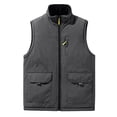 thumbnail image 1 of Wrtxtat Men's Softshell Vests Autumn Fashion Solid Color Top Thermal Puffer Vest with Pockets Full Zip Mock Neck Windproof Outerwear Big and Tall Gray XXXXXL, 1 of 4