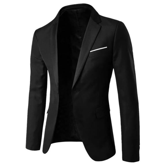 Wrtxtat Men's Suit Blazer Jacket Slim Fit Casual One Button Lightweight Sport Coats Formal Dress Daily Business Suit Jacket Black L