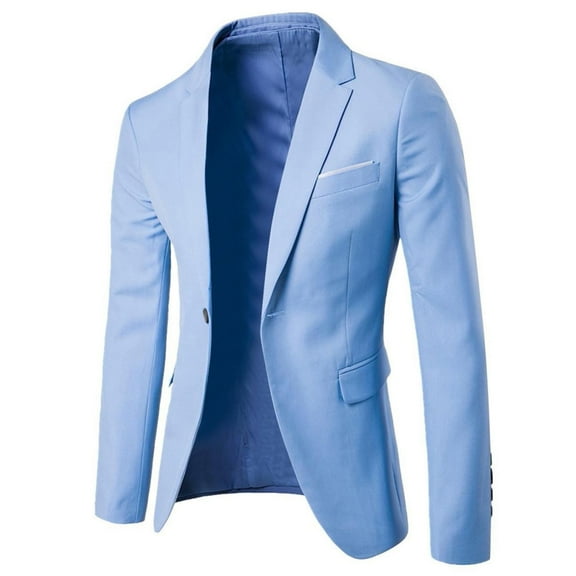 Wrtxtat Men's Suit Blazer Jacket Slim Fit Casual One Button Lightweight Sport Coats Formal Dress Daily Business Suit Jacket Light Blue M