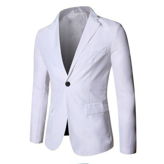 Wrtxtat Men's Suit Blazer Jacket Slim Fit Casual One Button Lightweight Sport Coats Formal Dress Daily Business Suit Jacket White M