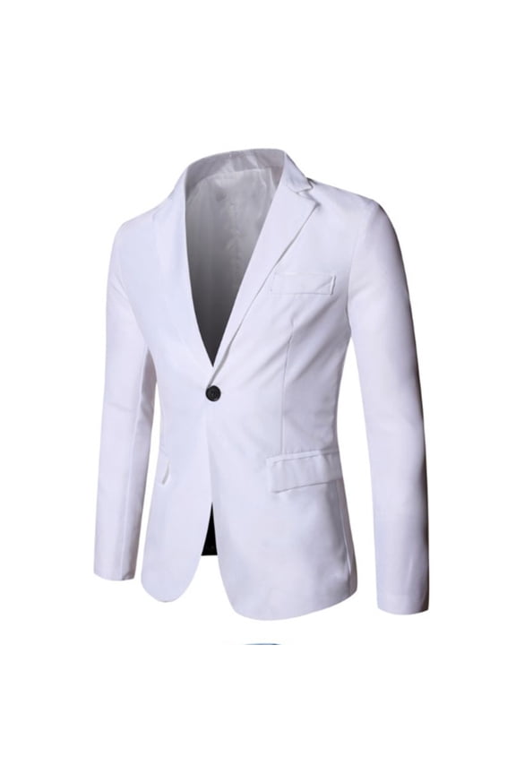 Men's Suit Blazer Jacket Slim Fit Casual One Button Lightweight Sport Coats Formal Dress Daily Business Suit Jacket White M