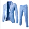 thumbnail image 1 of Wrtxtat Men's Suits Slim Fit Solid Color Two Piece Set One Button Blazer Notched Lapel Wedding Prom Party Tuxedo and Pants Outfit Set Big and Tall Sky Blue L, 1 of 2