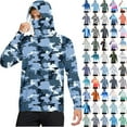 thumbnail image 1 of Wrtxtat Men's Sun Protection Hoodie UPF 50+ Fishing Hiking Shirt Long Sleeve SPF UV Shirt Rash Guard Lightweight Thin with Mesh Face Mask Light Blue#02 XL, 1 of 7
