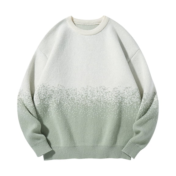 Wrtxtat Men's Sweater Fall Fashion Midweight Warm Crew Neck Pullover Gradient Color Relaxed Fit Lounge Homewear Casual Tops White XL