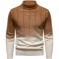 thumbnail image 1 of Wrtxtat Men's Sweater Fashion Gradient Color Stretch Slim Fit Pullover Winter Casual Midweight Mock Neck Windproof Sweaters Brown XXL, 1 of 6