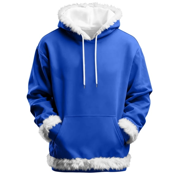 Wrtxtat Men's Sweatshirt Autumn Midweight Fashion Loose Fit Drawstrings Hoodie with Kangaroo Pocket Solid Color Long Sleeve Pullover Blue L