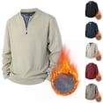 thumbnail image 1 of Wrtxtat Men's Sweatshirt Quarter Zip Collarless Pullover Tops Textured Casual Solid Fall Spring Long Sleeve Tshirts Big and Tall Red XXXXL, 1 of 4