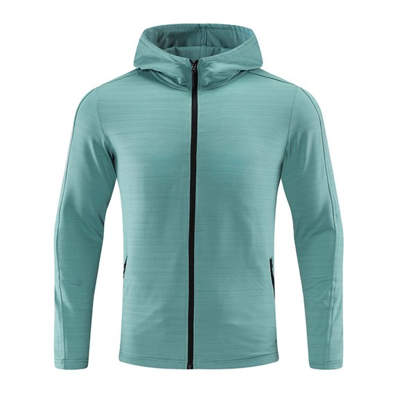 Wrtxtat Men's Track Jacket Slim Fit Solid Color Hooded Outerwear with Zipper Pockets Midweight Stretchable Moisture-Wicking Tops Green XXL