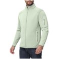 thumbnail image 1 of Wrtxtat Men's Track Jacket Solid Color Mock Neck Zip-Up Windproof Outerwear with Pockets Autumn Fashion Outdoor Active Leisure Running Ditness Top Green XXXL, 1 of 9