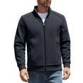 thumbnail image 1 of Wrtxtat Men's Track Jackets Midweight Full Zip Polar Fleece Outerwear with Pockets Mock Neck Windproof Jacket Solid Color Long Sleeves Top Blue XXXL, 1 of 9
