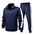thumbnail image 1 of Wrtxtat Men's Track Suits 2 Piece Set Colorblock Athletic Tracksuit Jogging Running Drawstrings Sweatpants Suit Warm Full Zip Sports Set Dark Blue#03 XXXXL, 1 of 2