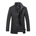 thumbnail image 1 of Wrtxtat Men's Trench Coat Winter Heavyweight Thermal Single Breasted Button down Jacket Stylish Turtle Neck Long Sleeves Solid Color Outerwear Gray L, 1 of 5