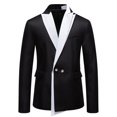thumbnail image 1 of Wrtxtat Men's Tuxedo Jacket Slim Fit Two Button Notched Lapel Blazer with Pockets Fashion Solid Color Prom Wedding Party Sport Coats Black XXL, 1 of 9