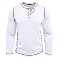 thumbnail image 1 of Wrtxtat Men's V-Neck Pullover Autumn Casual Lightweight Breathable Henley Shirts Slim Fit Solid Color Stretchable Cotton Sweatshirt White M, 1 of 5