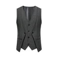 thumbnail image 1 of Wrtxtat Men's Vintage Suit Vest Lightweight V-Neck Single Breastred Button Pockets Waistcoat Casual Formal Business Dress Vest Dark Gray XXL, 1 of 9