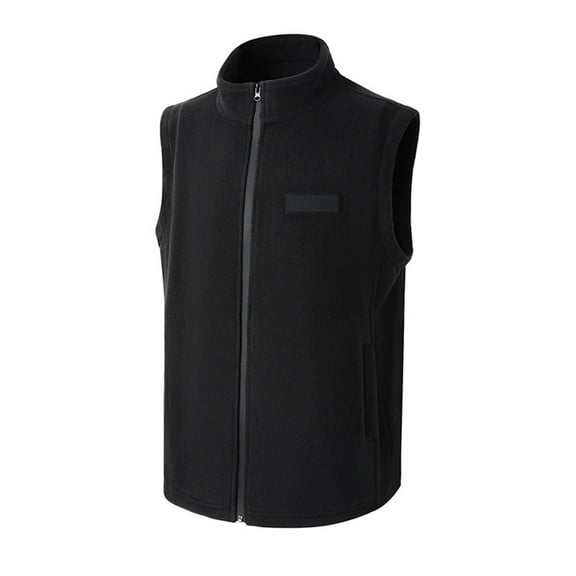 Wrtxtat Men's Warm Fleece Vest Full Zip Mock Neck Wind Resistant Vest with Pockets Slim Fit Midweight Warm Polar Fleece Outerwear Black XXL