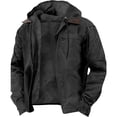 thumbnail image 1 of Wrtxtat Men's Winter Jacket Full Zip Drwastrings Hooded Coats with Multi Pockets Thermal Fleece Lined Trucker Jacket Big and Tall Black M, 1 of 4