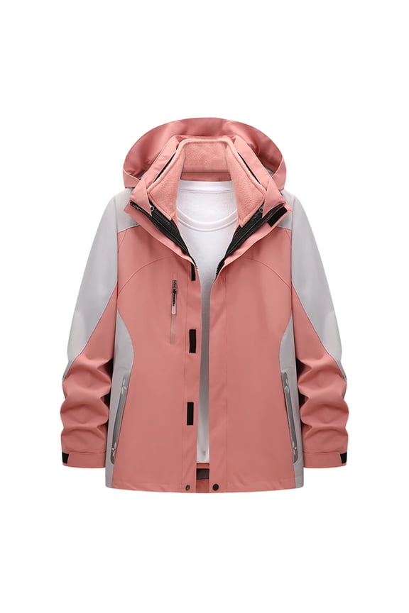 Men's Winter Ski Jacket Zip-Up 3 in 1 Warm Heavyweight Hooded Windbreaker with Pockets Detachable Lined Water Resistant Coats Gray M