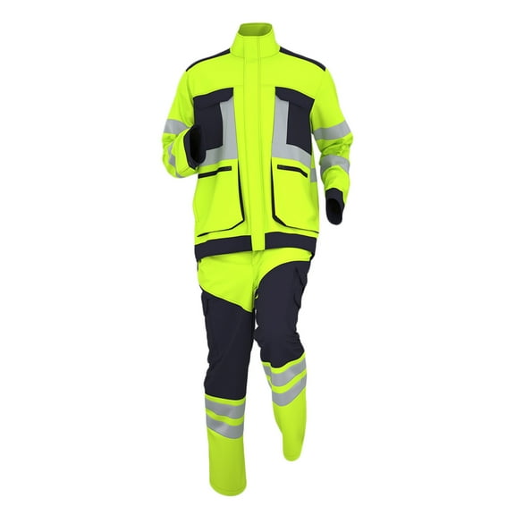 Wrtxtat Men's Work Overalls 2 Peiece Set High Visibility Overalls Pockets Zip-Up Suit Reflective Stripes Traffic Safety Workwear Jumpsuit Big and Tall Yellow XXXXXL