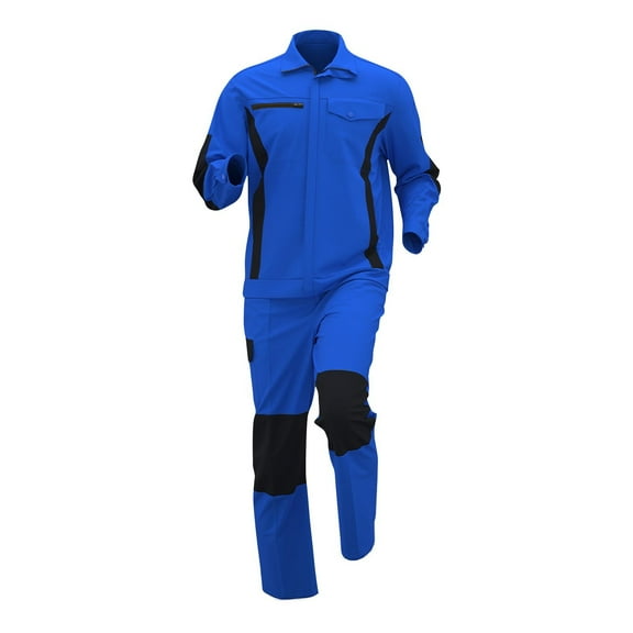Wrtxtat Men's Workwear Overalls Winter Warm Two Piece Set Work Jumpsuit Zipper Mock Neck Pockets Top and Zipper Pants Work Suit Big and Tall Blue XXL