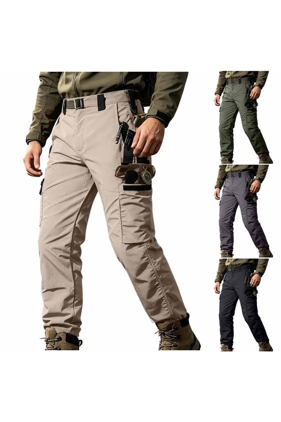 Mens Cargo Work Pants Durable Ripstop Water Resistant Windproof Pants with Multi-pockets Outdoor Hiking Carpenter Construction Pants Gray S