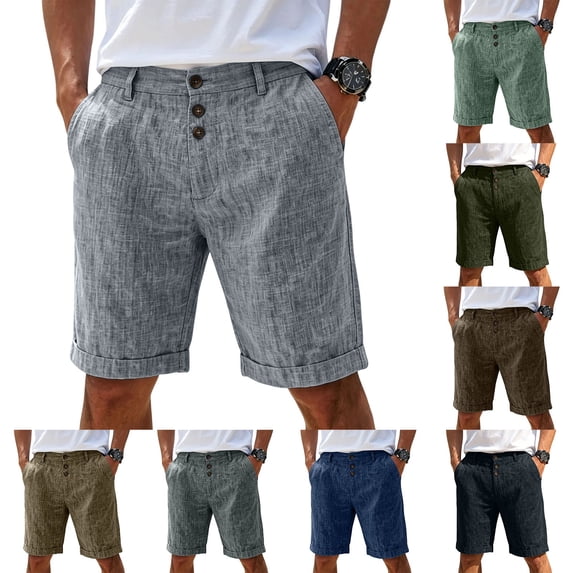 Wrtxtat Mens Casual Shorts Italian Style Adjustable Waist Front Button down Naples Shorts with Pockets Fashion Summer Beach Business Golf Shorts Coffee L