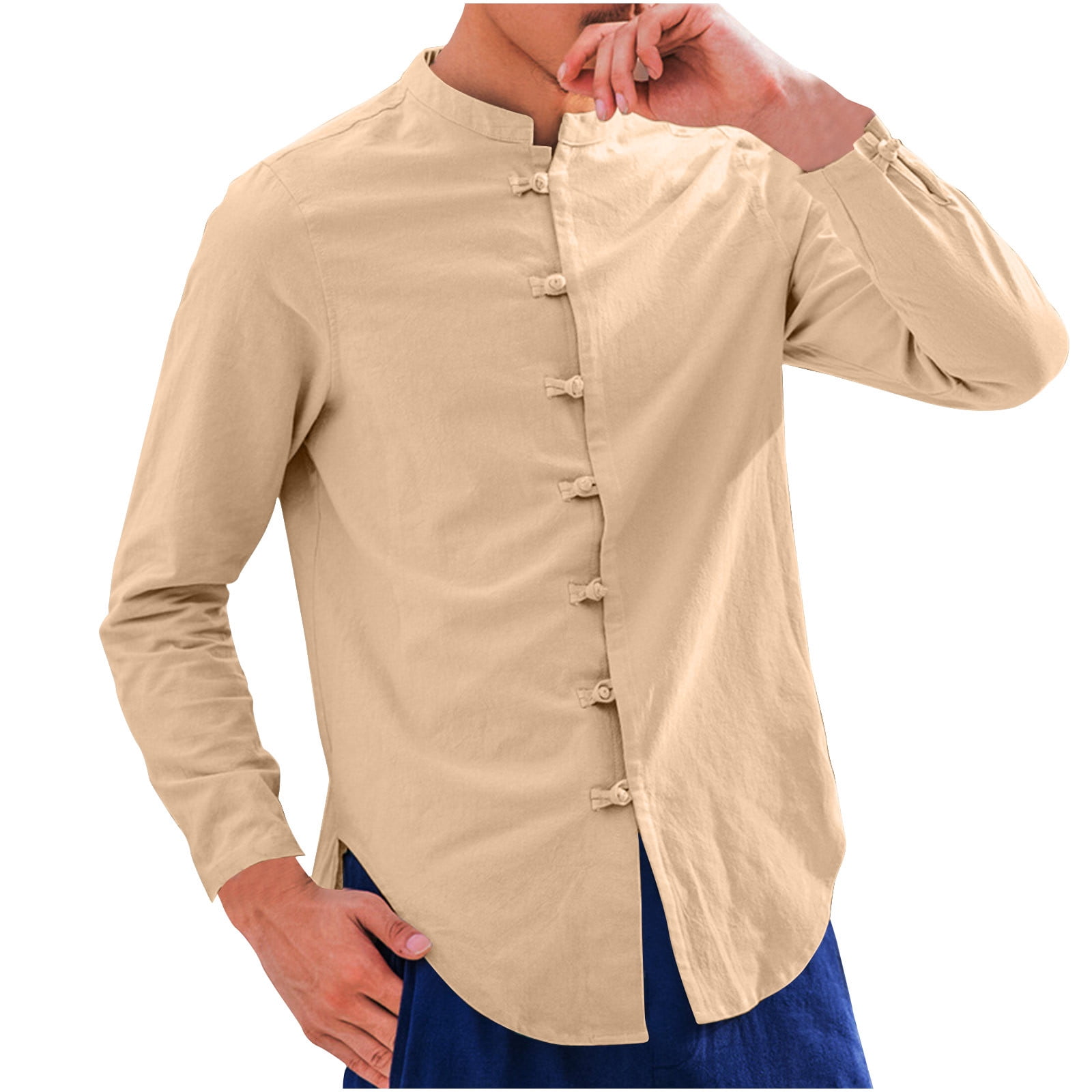 Wrtxtat Mens Classic Chinese Traditional Kungfu Shirts Long Sleeve