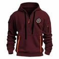 thumbnail image 1 of Wrtxtat Mens Patriotic Hoodie Tops Big and Tall Regular Fit Casual Quarter Zip up Drawstring Long Sleeve Active Hooded Pullover Sweatshirts with Multi-Pockets Wine M, 1 of 3