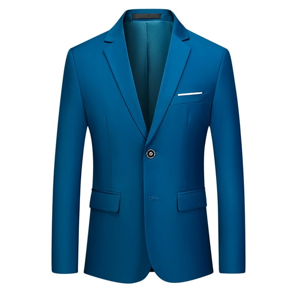Wrtxtat Mens Suit Jackets Casual Two Button Slim Fit Blazers Suit Separates Coat Sport Coats with Pockets for Wedding Prom Party Light Blue XL