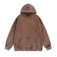 thumbnail image 1 of Wrtxtat Oversized Hoodies for Men Streetwear Fleece Midweight Vintage Style Pullover Long Sleeves Solid Color Top Athletic Hooded Sweatshirt Coffee XXL, 1 of 2
